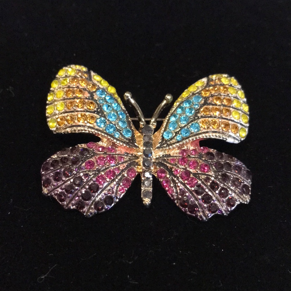 Vintage Signed Napier Multi-Color Butterfly Brooch